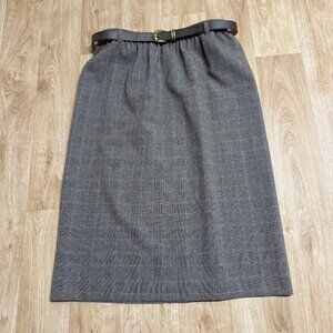 ALFRED DUNNER MIDI SKIRT PENCIL BROWN PLAID USA SIZE 16 DARK ACADEMIA PREPPY
